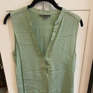 Vince green silk v-neck blouse